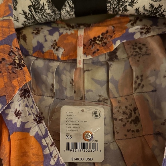 Free People Sugar Crush Mini Cobalt Dress / Combo Floral NWT - Picture 2 of 6